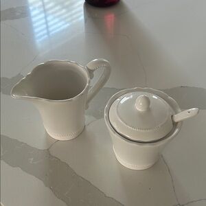 Elegant White Creamer and Sugar Bowl Set